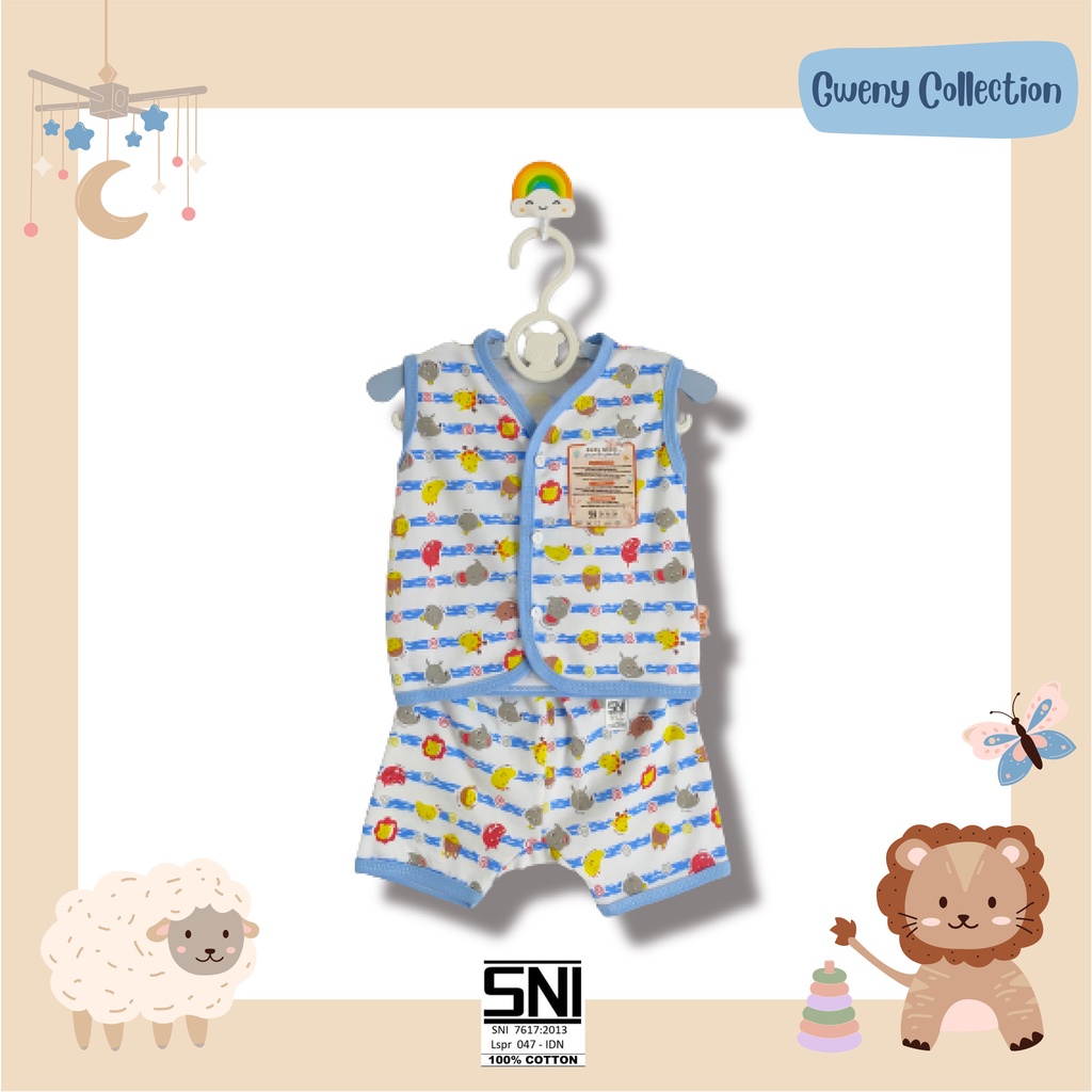 SETELAN BAJU BAYI TAMPA LENGAN UNISEX COTTON BABY GLOW