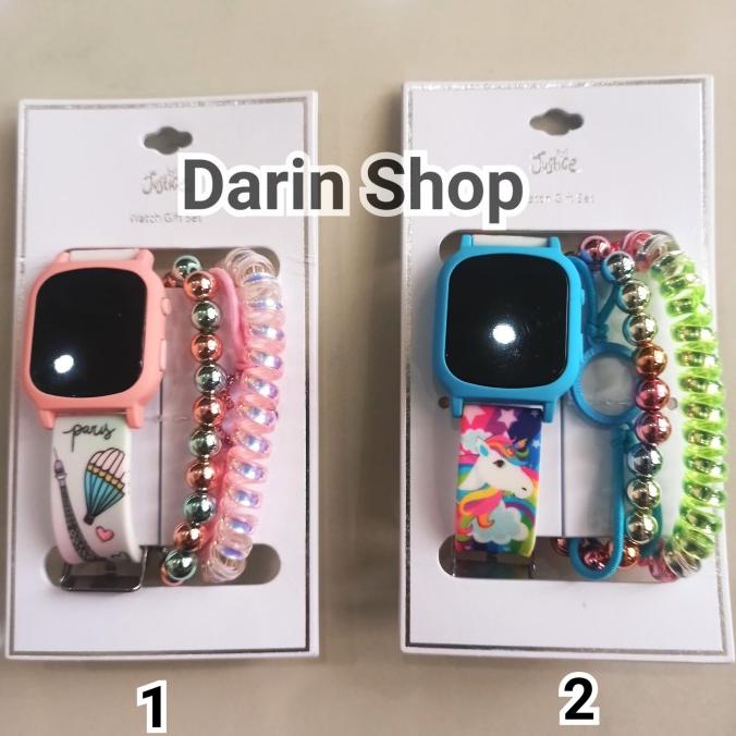 JUSTICE LED WATCH BONUS BRACELET PACK - JAM TANGAN DAN GELANG ANAK