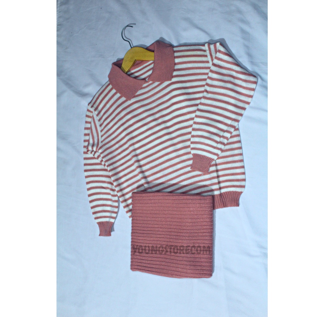 Setelan Sweater Blaster dan Rok Span Rajut Anak Usia 2-12 tahun / Pakaian Setelan Anak / Baju Anak /