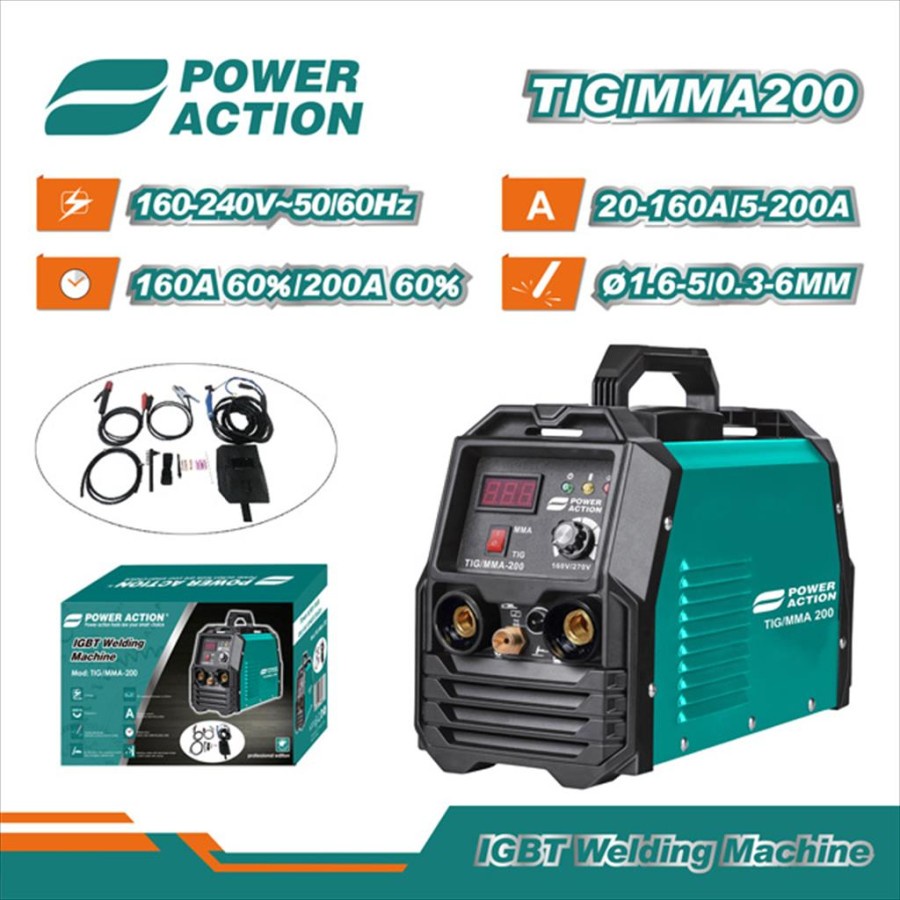 POWER ACTION - TIG200 MESIN LAS IGBT 200A / IGBT WELDING MACHINE 200A