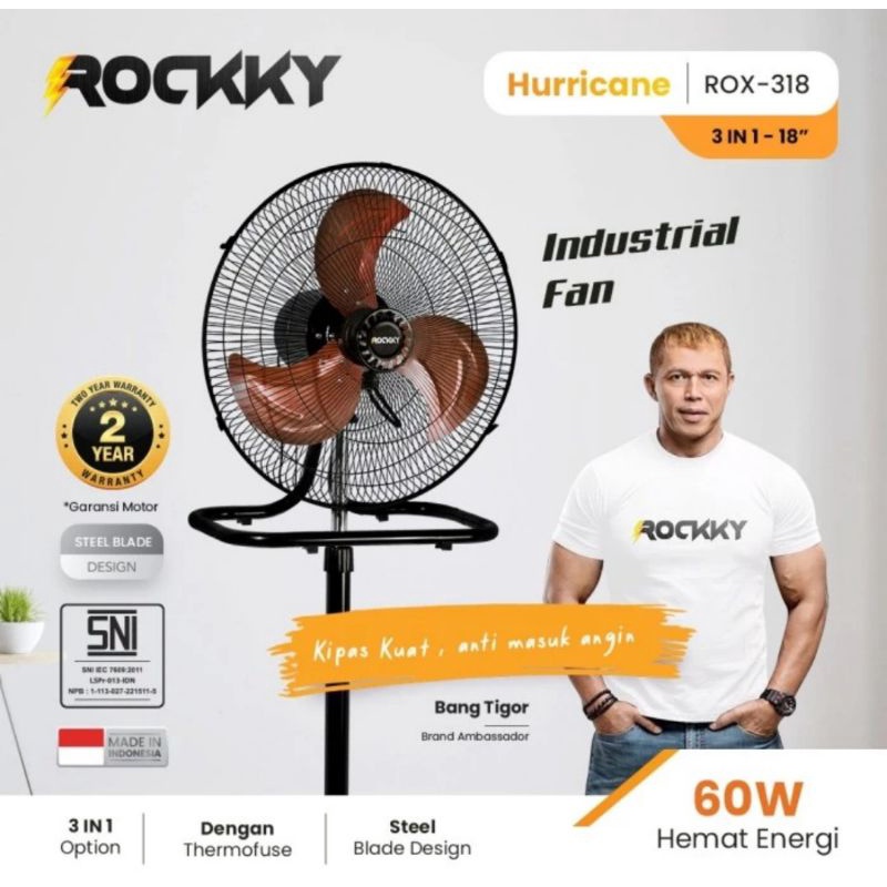 Kipas Angin Rockky Hurricane Industrial Fan 3 in 1