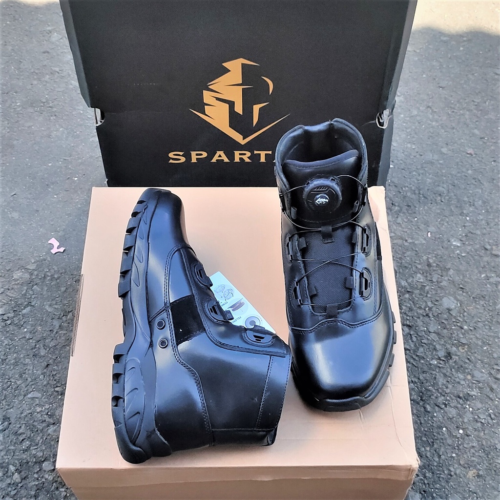 Sepatu PDH spartan midtrack  tali putar depan - oxford