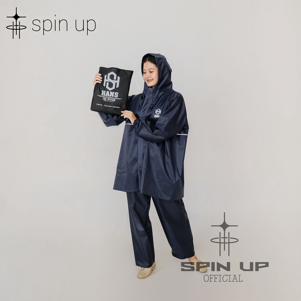 Jas hujan setelan baju dan celana pria wanita Dewasa bahan tebal By HANS
