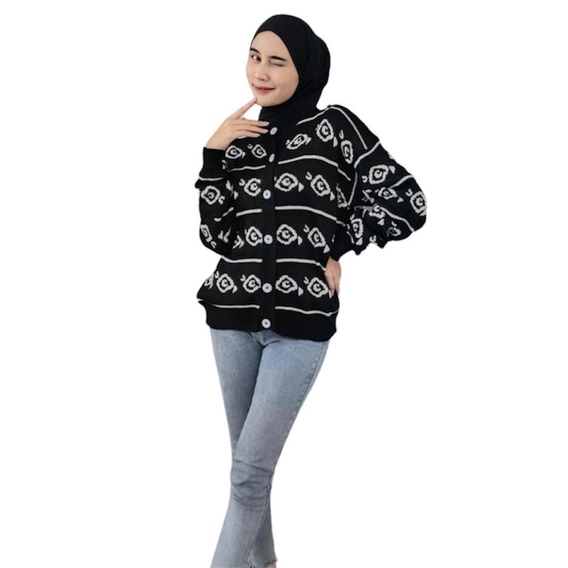 Outer kardigan rajut wanita knitt astec