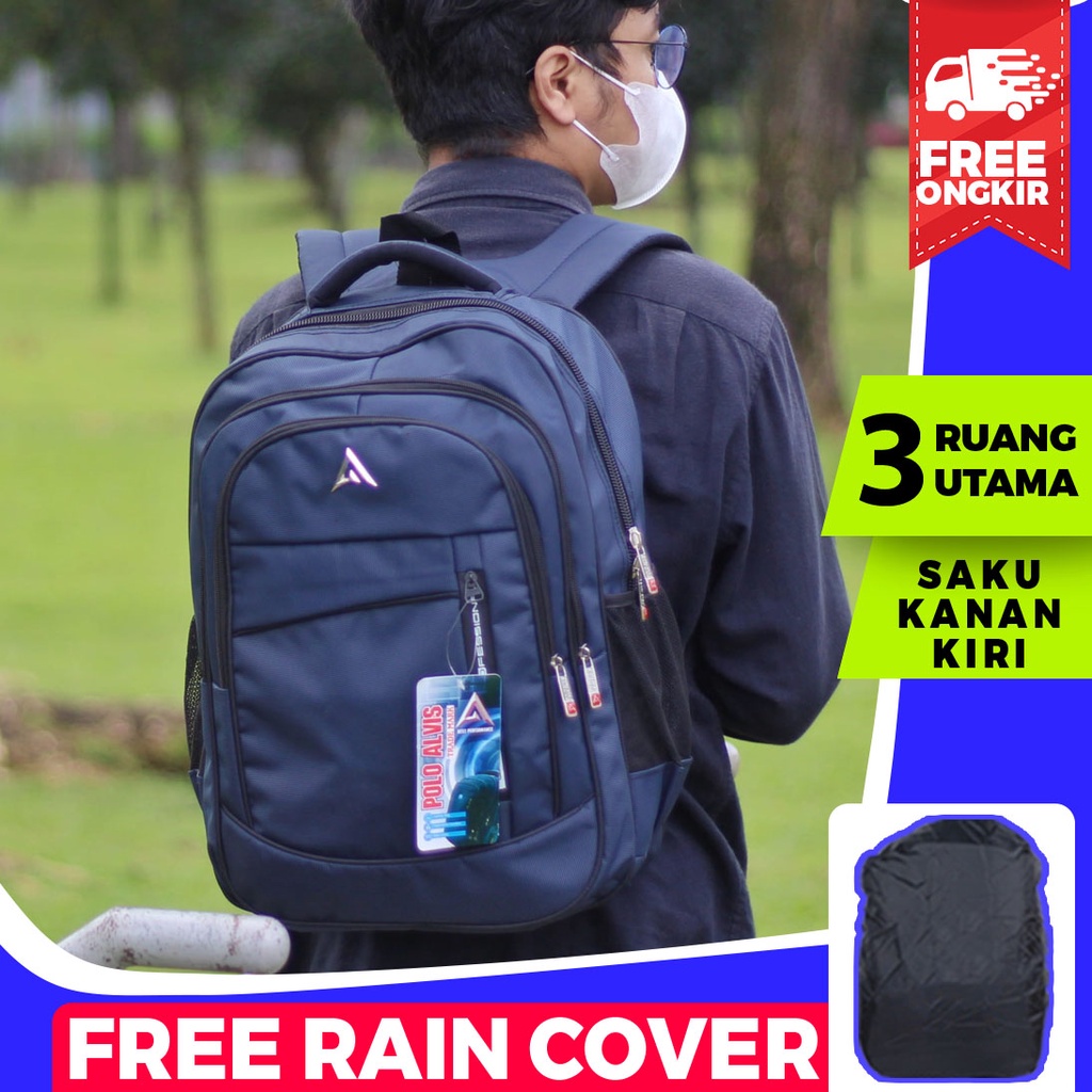 Backpack Tebal Multifungsi Tas Pria Polo Alvis Pro Navy Ransel Laptop Tebal Murah Tas Kantor Keren Kuliah Punggung Distro Promo Nyaman Cocok Untuk Sekolah Free Raincover