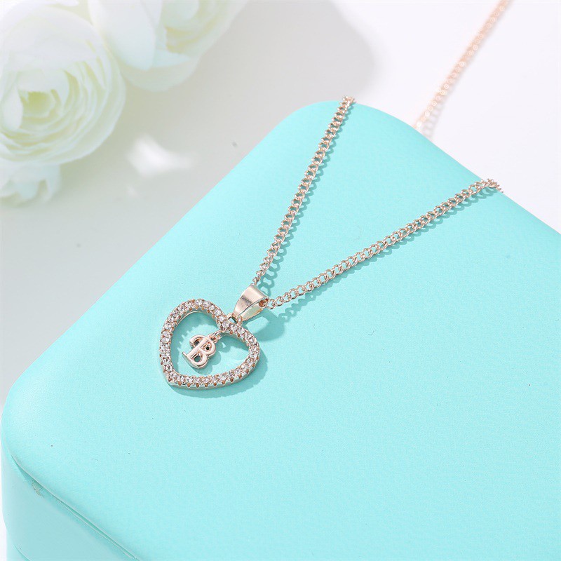 FYGALERY ACC148 Kalung Rantai Alfabet Liontin Huruf U-Z Rosegold Silver Bentuk Love Hati Aksesoris Wanita Fashion Murah