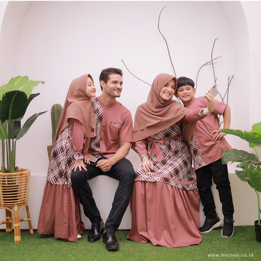Michij - MICHAN Sarimbit Keluarga Kimi Old Rose - gamis kekinian - gamis sarimbit trend - sarimbit e