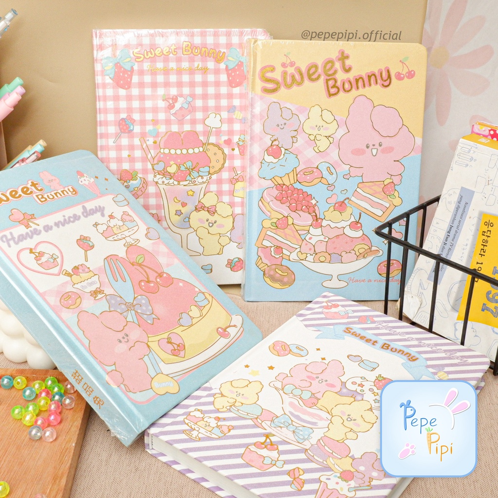 Diary Hard Cover Sweet Bunny 12,8 x 18,9 cm Note Book Notebook Buku Harian Catatan