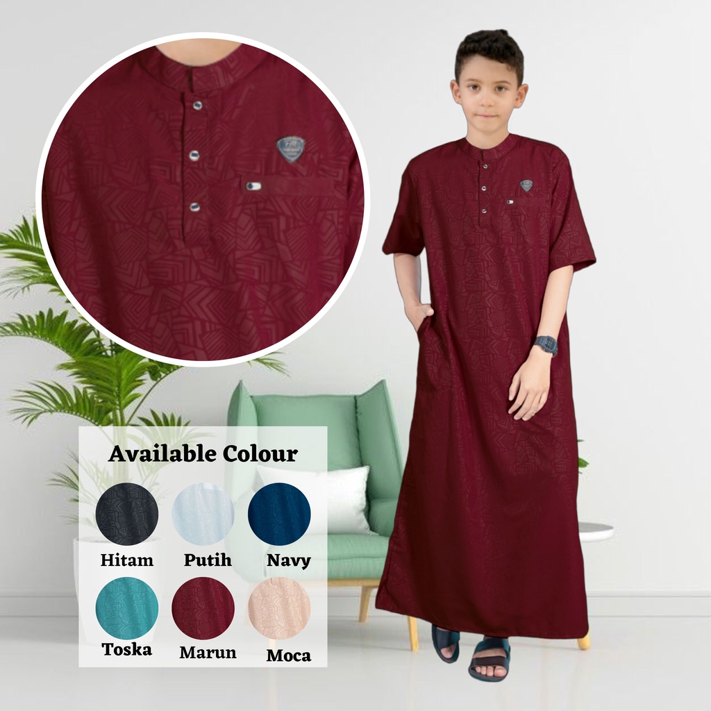 gamis azmi gamis anak embos pria usia 1-14 tahun/jubah anak laki laki MURAH BAHAN KAIN ADEM