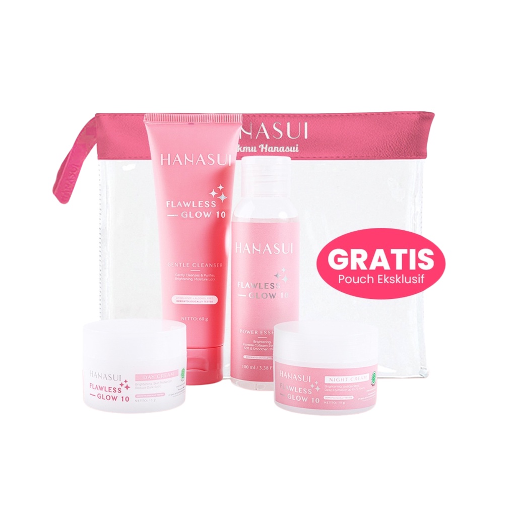 Hanasui Flawless Glow 10 | Acne Treatment Gentle Cleanser Essence Toner Day Night Cream Spot Gel Perawatan Kulit Wajah BPOM