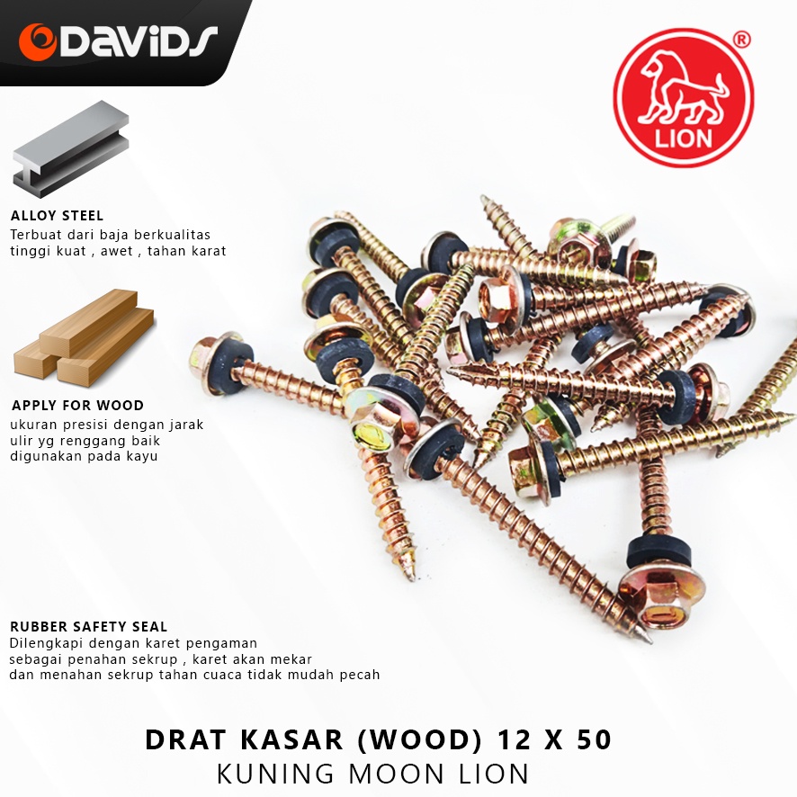 Baut Baja Ringan Sekrup Roofing Kayu 5cm 12x50 drat kasar