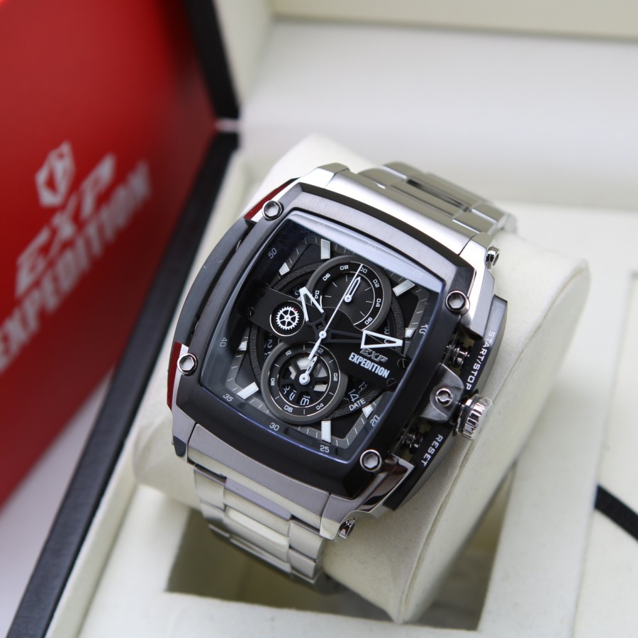 JAM TANGAN PRIA EXPEDITION / EXPEDITION PRIA EXP E3008 SILVER BLACK ORIGINAL 100%