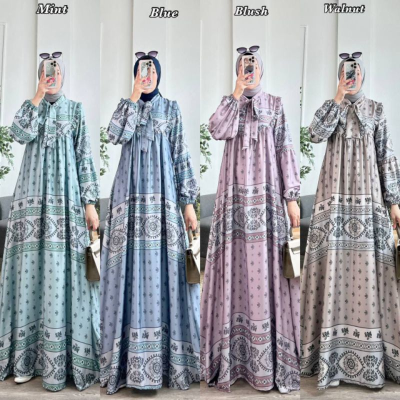 ￼Armani Dress | Gamis Armany Silk Motif | Gamis Silk Premium | Gamis Hari Raya | Dress Motif | Dress
