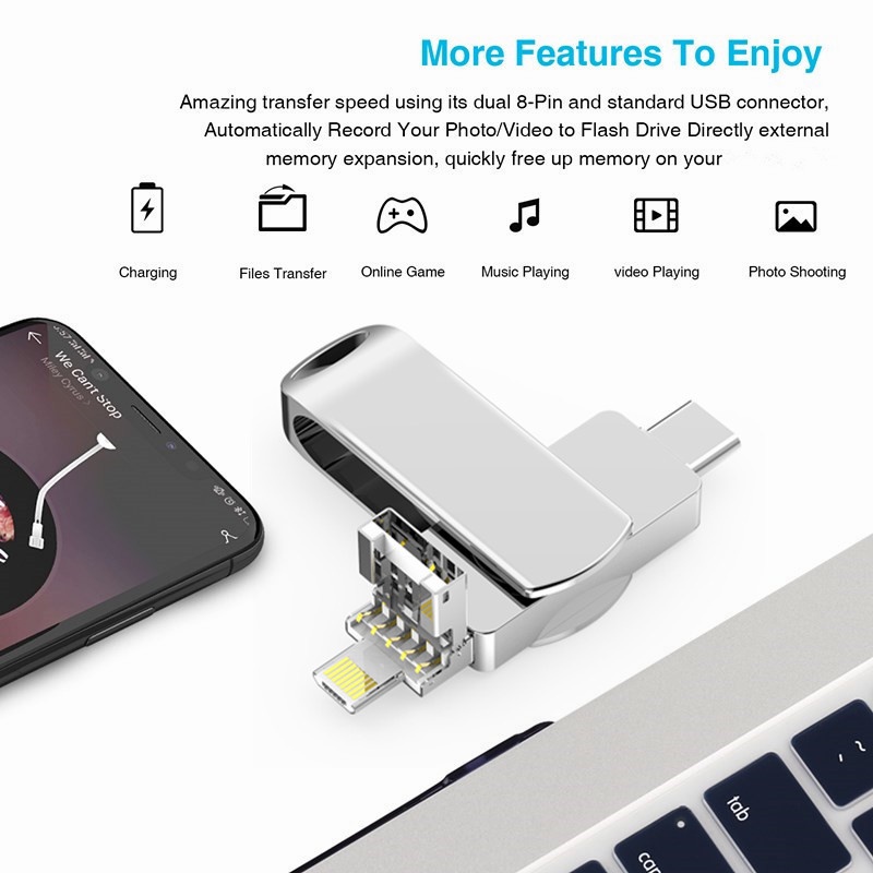 Topspot 4 in 1 flash drive USB 3.0 Memory Stick OTG Flashdisk paduan aluminium Kecepatan Tinggi Disk U Tipe-C Untuk i/O/S/Tablet/Android/Smartphone/PC