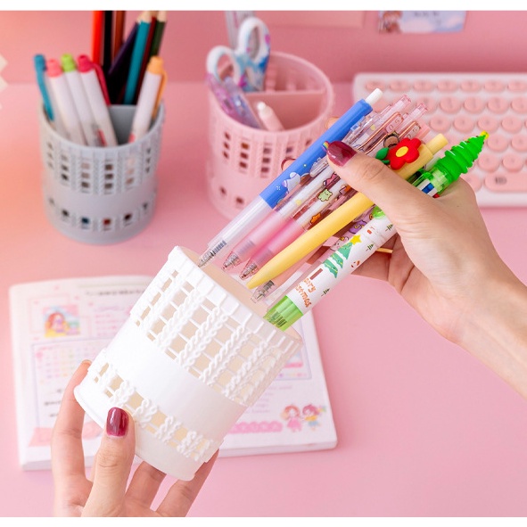 FYGALERY HL0275 Tempat Pulpen Pena Kotak Pensil Bulat Tempat Alat Tulis Tempat Penyimpanan Make Up Organizer Stationery Storage