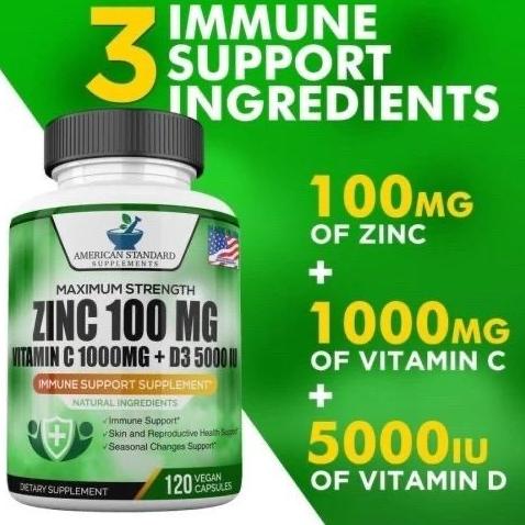 Zinc 100mg vitamin C 1000mg 5000 IU Multivitamin American Standard ima01