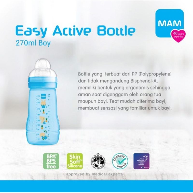 MAM Easy Active 270ml / 330ml Botol Susu Bayi 4m+ Transition Bottle Dot Feeding Nursing