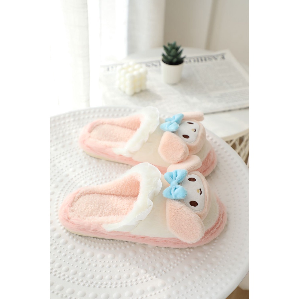 SANDAL RUMAH CINNAMOROLL MELODY KUROMI RENDA PUTIH SEPATU KAMAR LUCU