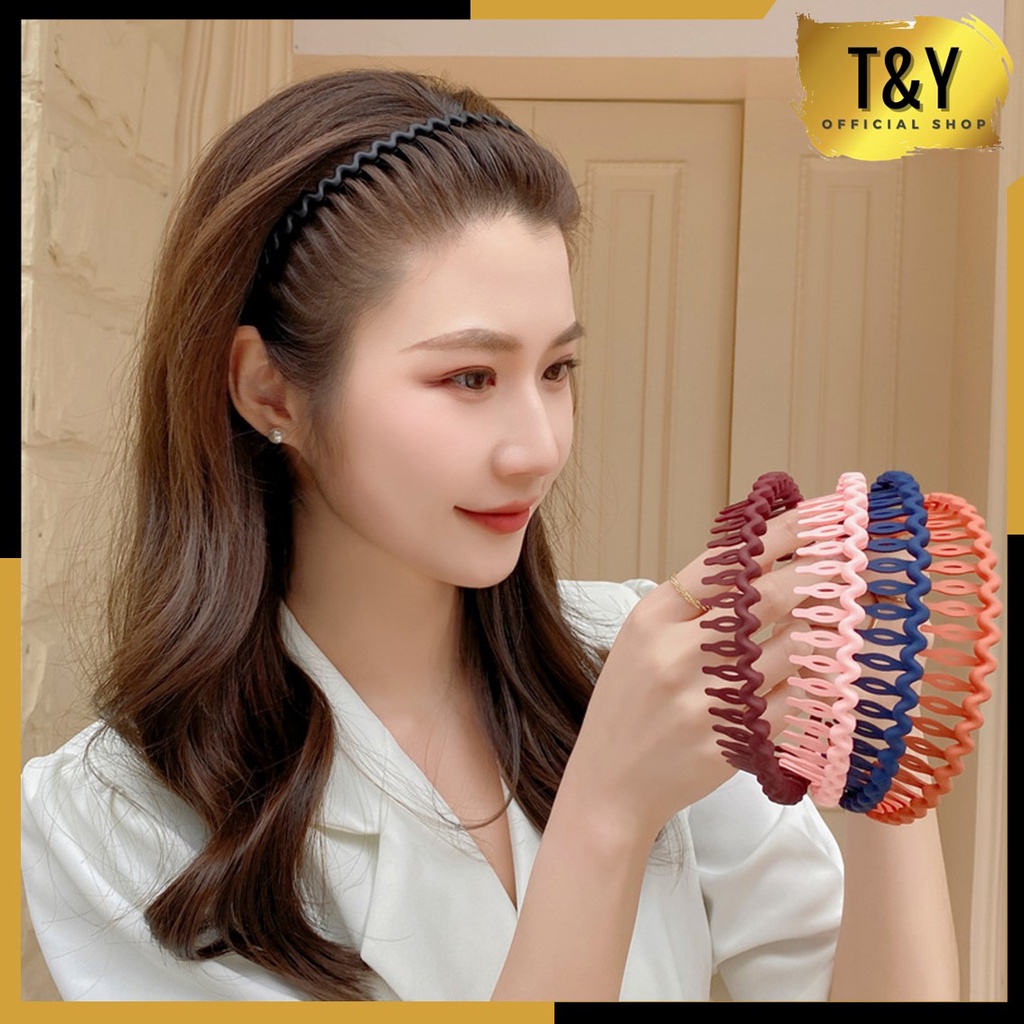 T&amp;Y Bando Sirkam Gelombang Zigzag Untuk Pria Wanita Model Korea Bandana Aksesoris Headband Murah Import