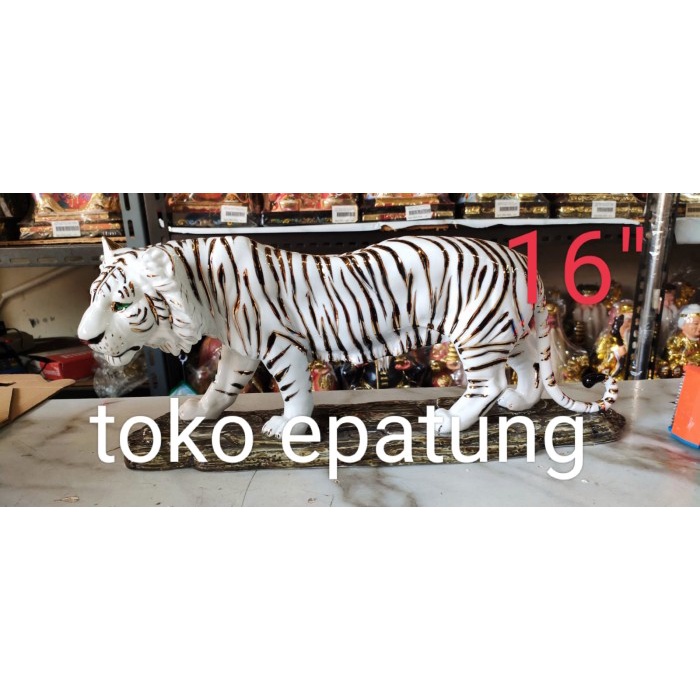 patung rupang harimau putih keramik 40 cm