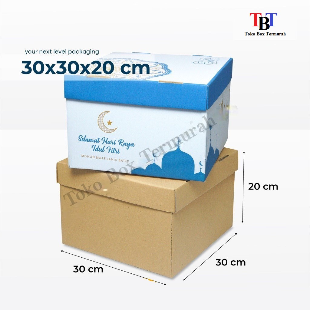 Box 30x30x20 cm (Set Top/Bot Heebe) Kardus/Karton/Paking/Polos/Hampers/Boneka/Buah/Puding/Tart