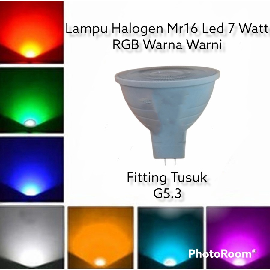 LAMPU / BOHLAM SOROT LED RGB MR 16 7W WARNA-WARNI TUSUK GU5.3