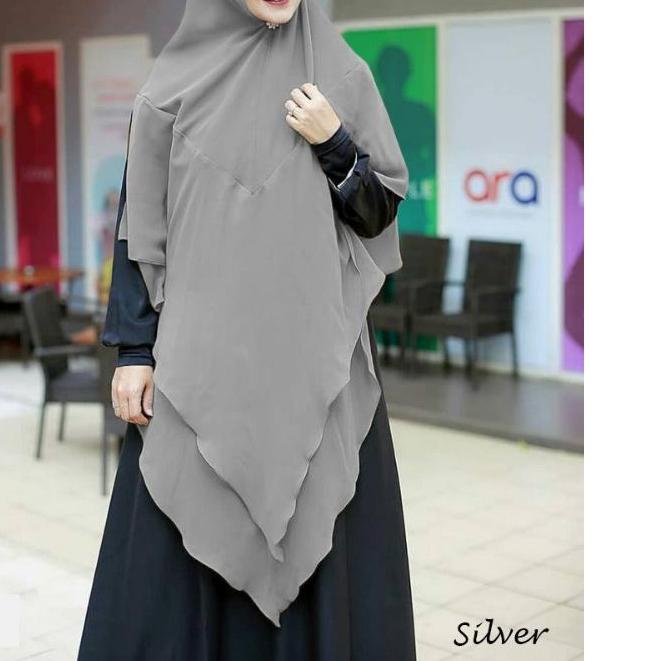 ♡ Jilbab Hijab Kerudung Bergo Khimar Instan Syari 2 Layer Anindya Ceruty Babydoll Jumbo Panjang Mura