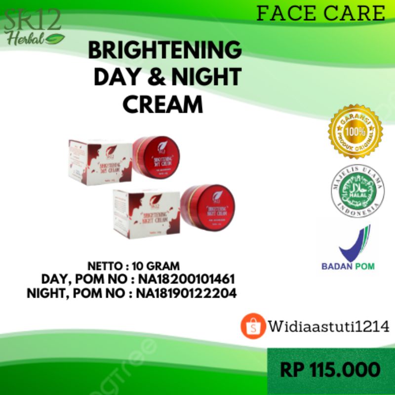 BRIGHTENING CREAM DAY DAN NIGHT - CREAM SIANG - CREAM MALAM - SR12