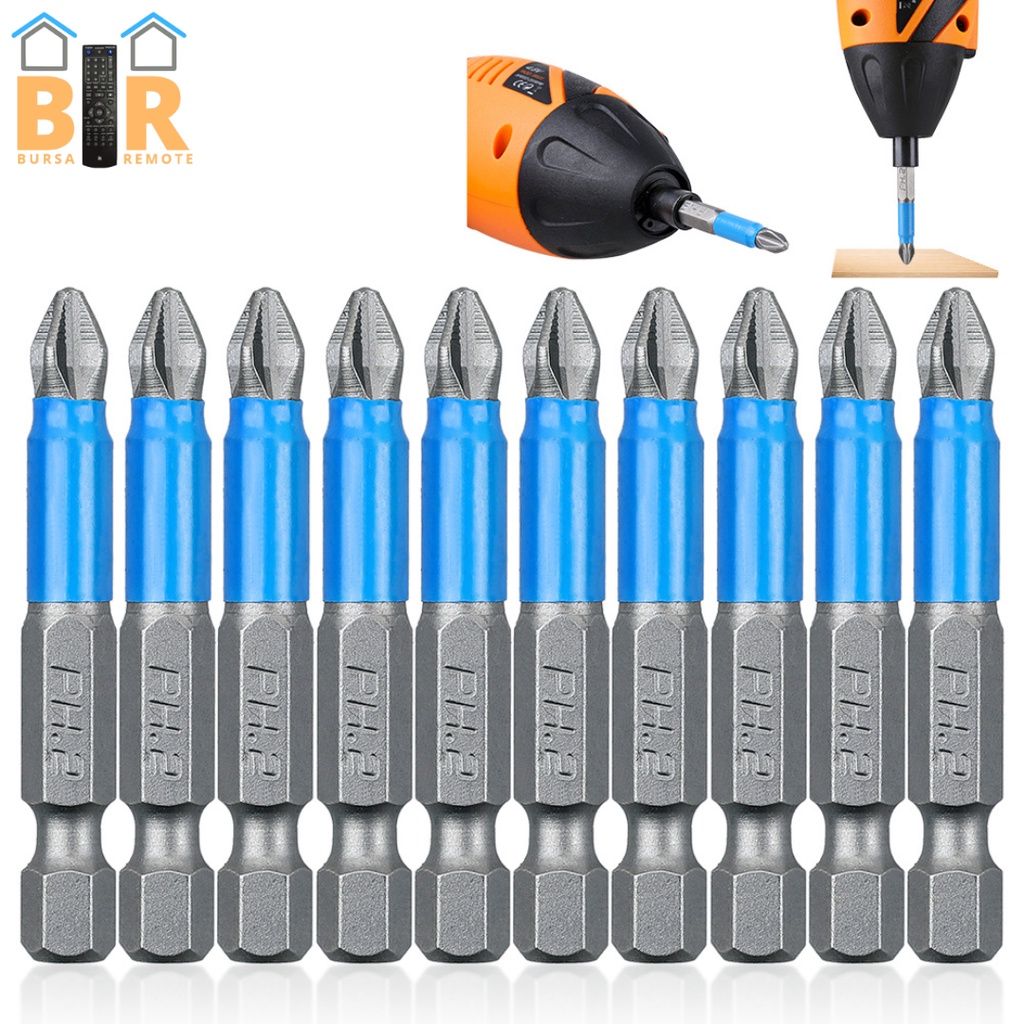 Mata Obeng Hex Shank Magnetic 1/4 PH1 PH2 Screwdriver Drill Bit 50MM-70MM Non Slip Magnet