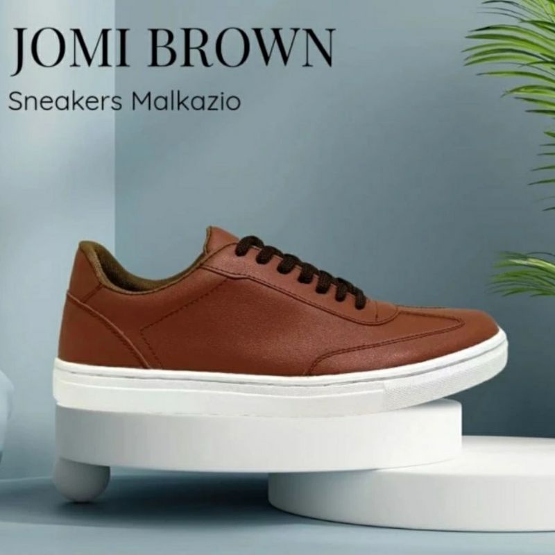 JOMI Sepatu Casual Pria Men-707 Sneaker Sepatu Kasual Kulit Cowok 39.44 Brown Low Cut