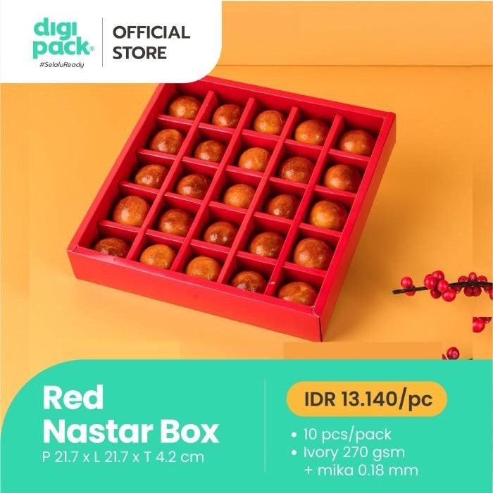 

[Digipack] Red Nastar Box Sekat 25 | Kotak Nastar | Dus Kue | Hampers 035