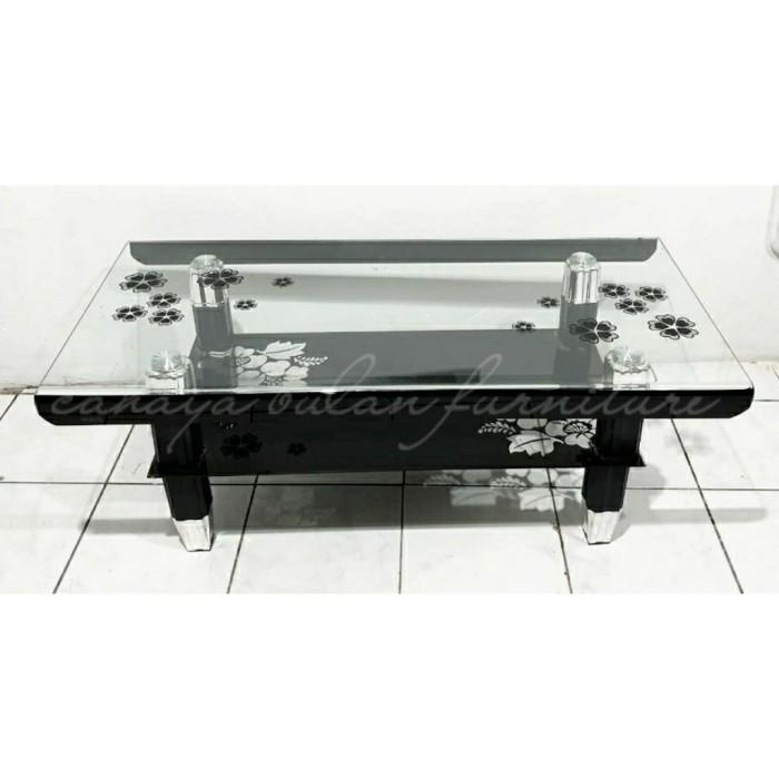 Terlaris Meja Tamu Kaca Tempered Mewah Uk. 110 / Hitam