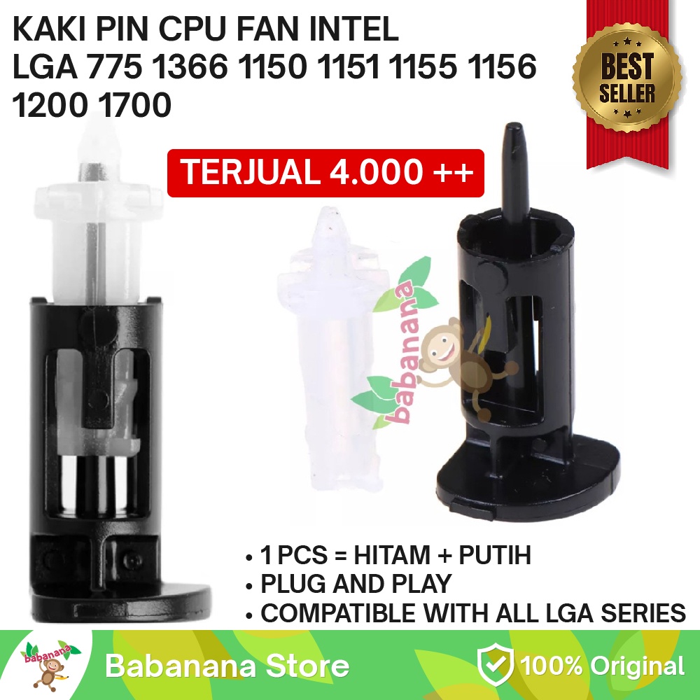 Kaki Pin LGA 775 1366 1150 1151 1155 1156 1200 1700 Soket Socket Heatsink Intel Kipas Fan Cooler Heat Sink Pengganti Replacement Prosesor CPU Processor Feet Fastener Mount