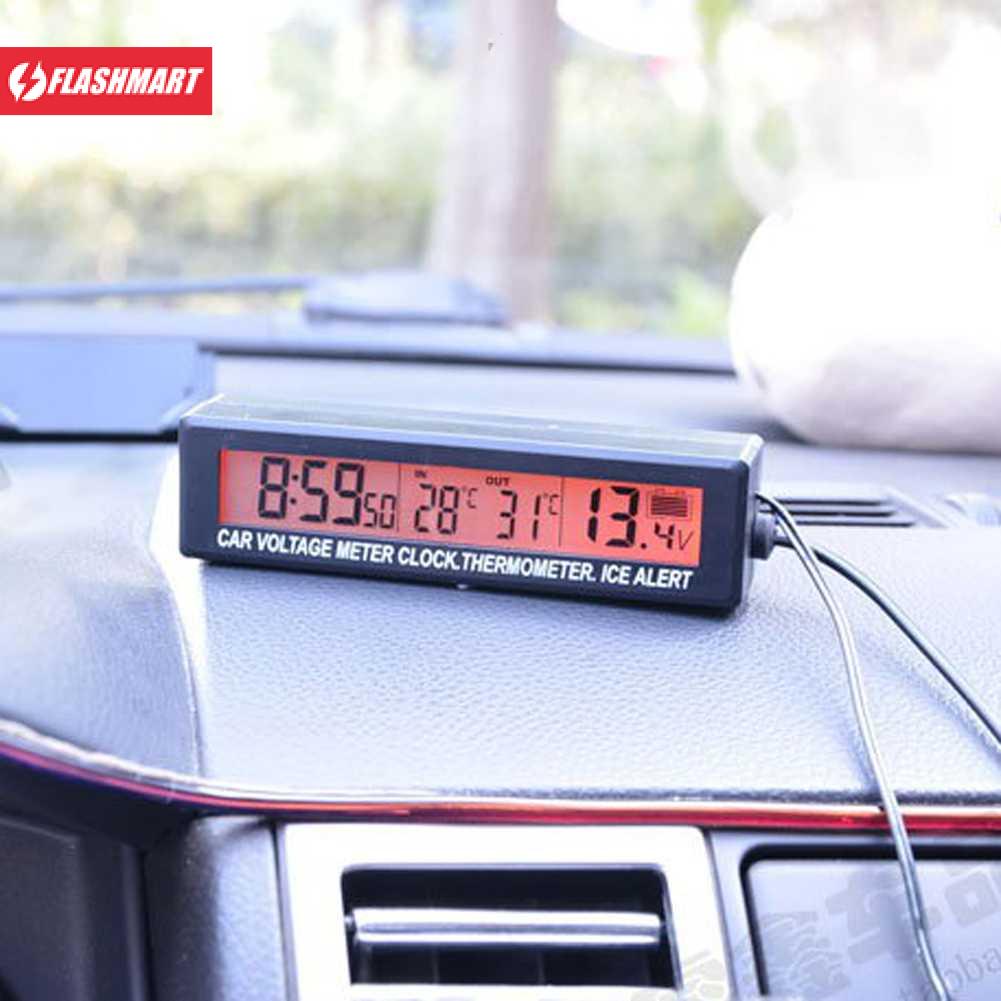 Flashmart Jam Digital LCD Mobil dengan Thermometer Battery Voltage Monitor - EC88