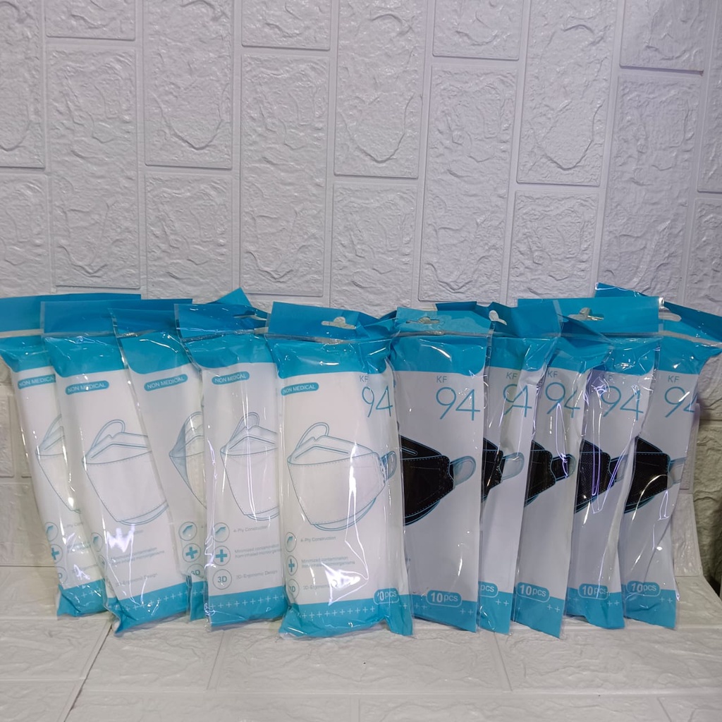 PAKET USAHA Masker KF94 Hitam dan PUTIH 10pack Masker