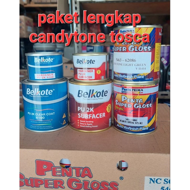 CAT PAKET LENGKAP PENTA SUPER GLOSS CANDYTONE LIGHT GREEN - CANDY TOSCA