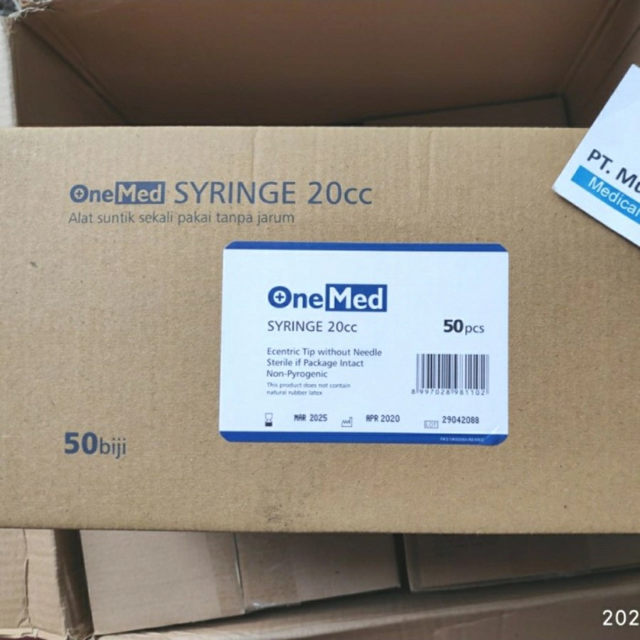 Disposable Syringe 20 CC OneMed Spuit 20 ML One Med