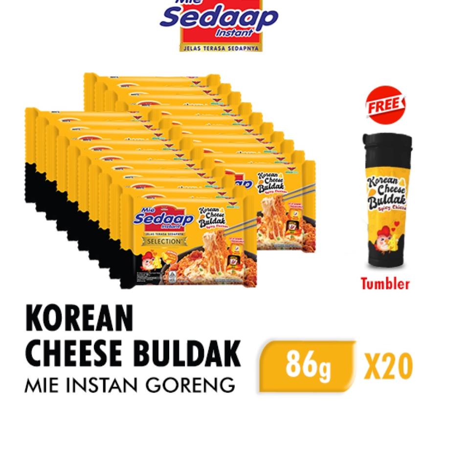 

► Mie Sedaap Korean Cheese Buldak 86 gr x20 Free Tumbler ✧