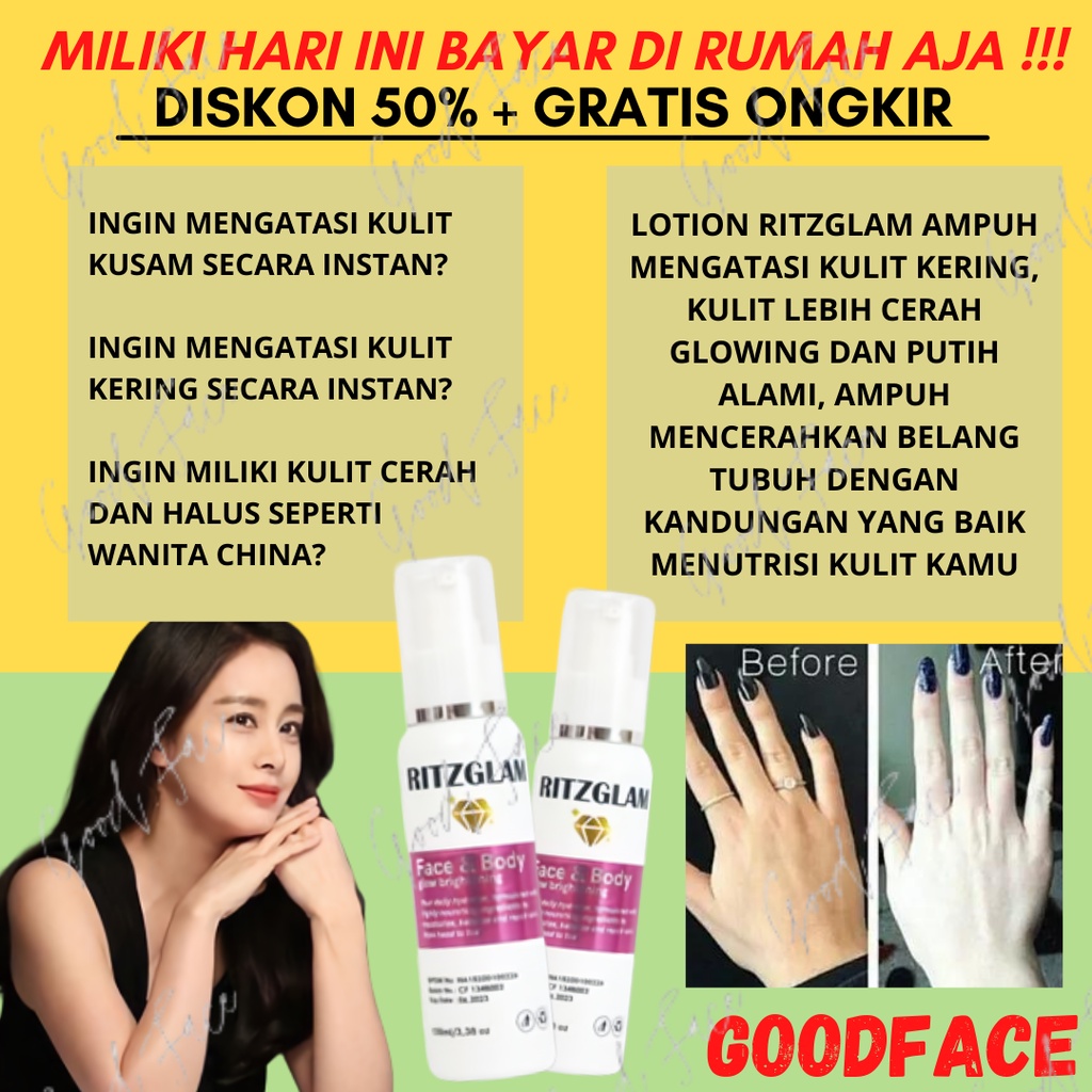 LOTION PEMUTIH BADAN RITZGLAM FACE N BODY GLOW BRIGTENING LOTION BPOM