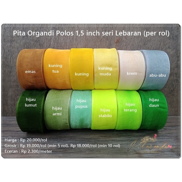 

Pop-901 : Pita Organdi Polos 1,5 Inch Seri Lebaran (Per Rol) 019