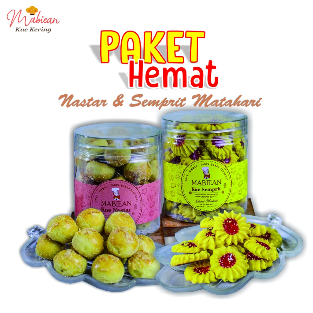 

Paket Hemat Kue Lebaran Bundling dapat 2 Kue Semprit Matahari Kue Nastar Bulat