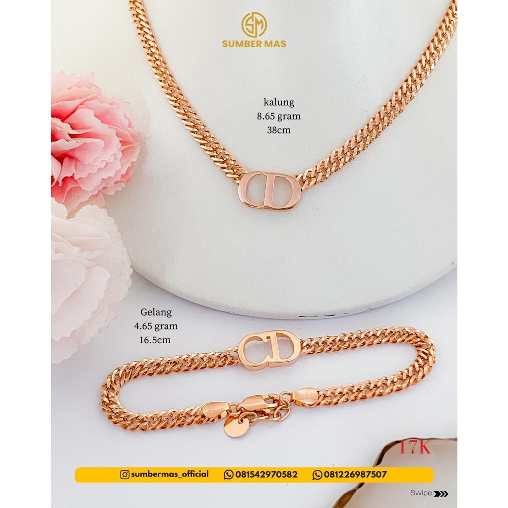 ONE SET CD GOLD &amp; ROSE GOLD BRACELET 17K - SUMBER MAS