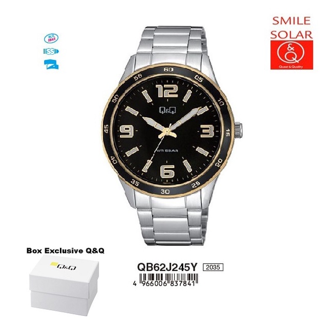 Jam Tangan Pria Casual Business Rantai Stainless Steel Analog Original Q&amp;Q QnQ QQ QB62 QB62J Series