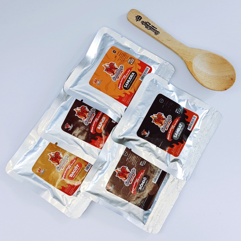 

SamBhojo - Paket Sambal Sachet Full Topping 15pc, Sambal Baby Cumi, Paru, Udang, Roa, Ati - Sachet 20gr