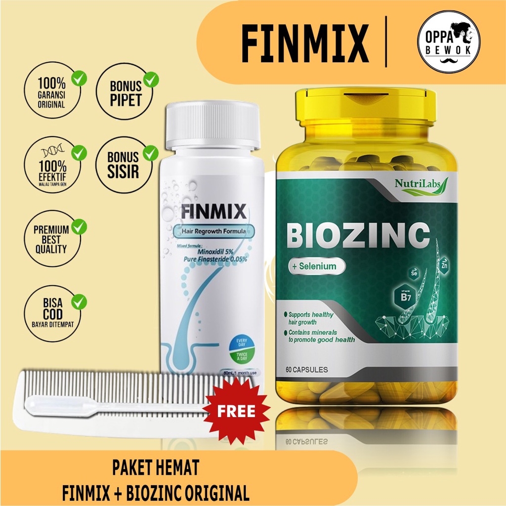 PAKET HEMAT FINMIX MINOXIDIL AND BIOZINC Penumbuh rambut Volume Rambut