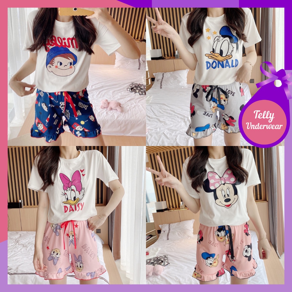 TELLY ➡️ 381 Set Baju Tidur Wanita Import No Cup Hotpant