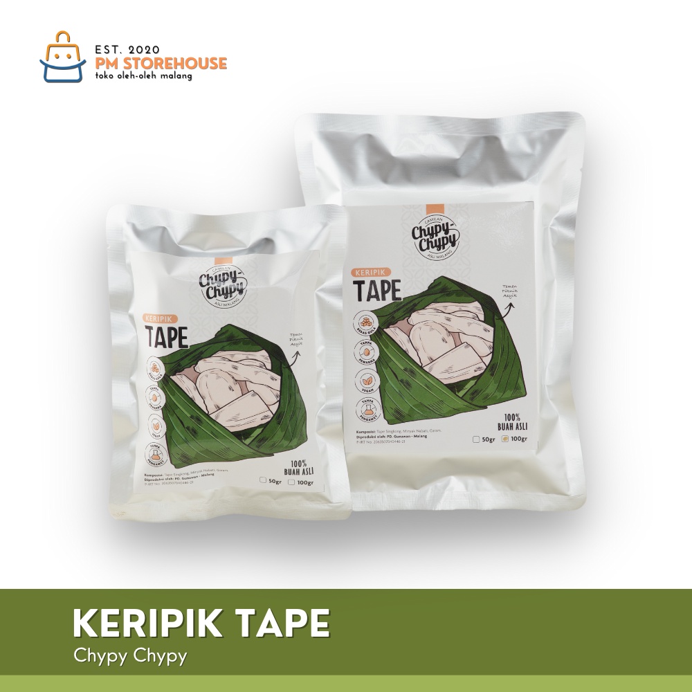 Chypy Keripik Buah Kualitas Premium | Keripik Kripik Tape Singkong 100 Gram | Oleh Oleh Camilan Khas Malang