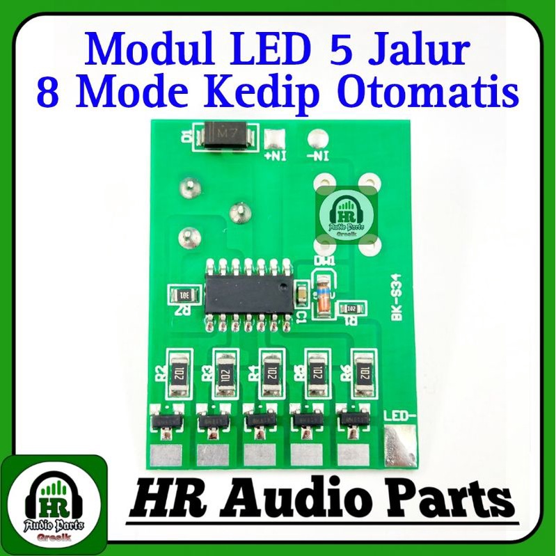 Modul LED 5 Jalur 5TR Dengan 8 Mode Kedip Otomatis Auto BK-S34 BK S34