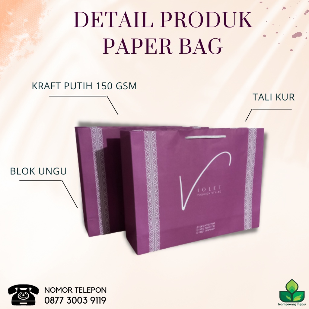 

Tas kertas bahan kraft putih full color 30 x 10 x T 40cm