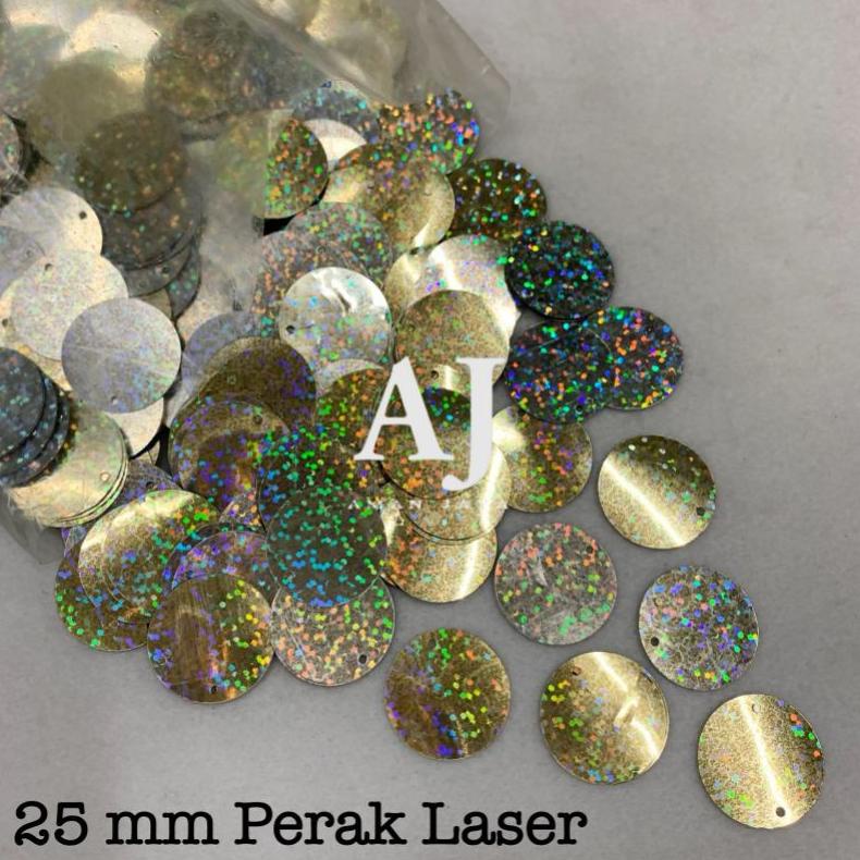 PAYET RAMBOCI BULAT MANIK PERAK SILVER LASER 25MM .